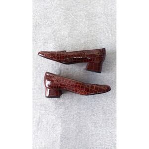 Vtg California Magdesians Women Leather Croc Print  Shoes Sz 6 1/2WW